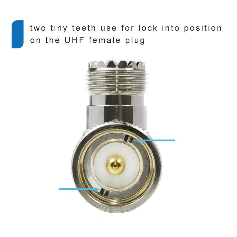 eifagur UHF Male PL-259 to UHF Female SO-239 L Shape Right Angle 90 Degree RF Coax Coaxial Adapter Connectorï¼ˆPack of 4ï¼‰ - Image 3